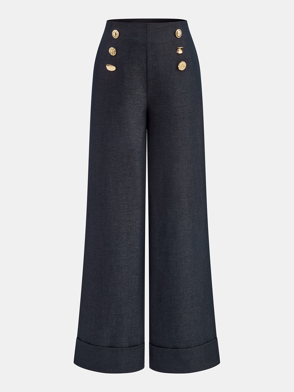 Pantalon mi-taille retroussé avec détails métalliques