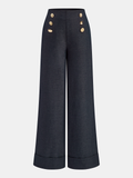 Pantalon mi-taille retroussé avec détails métalliques