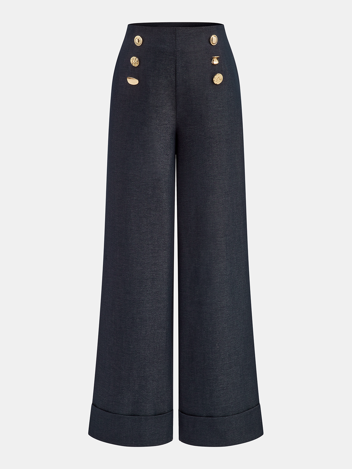 Pantalon mi-taille retroussé avec détails métalliques