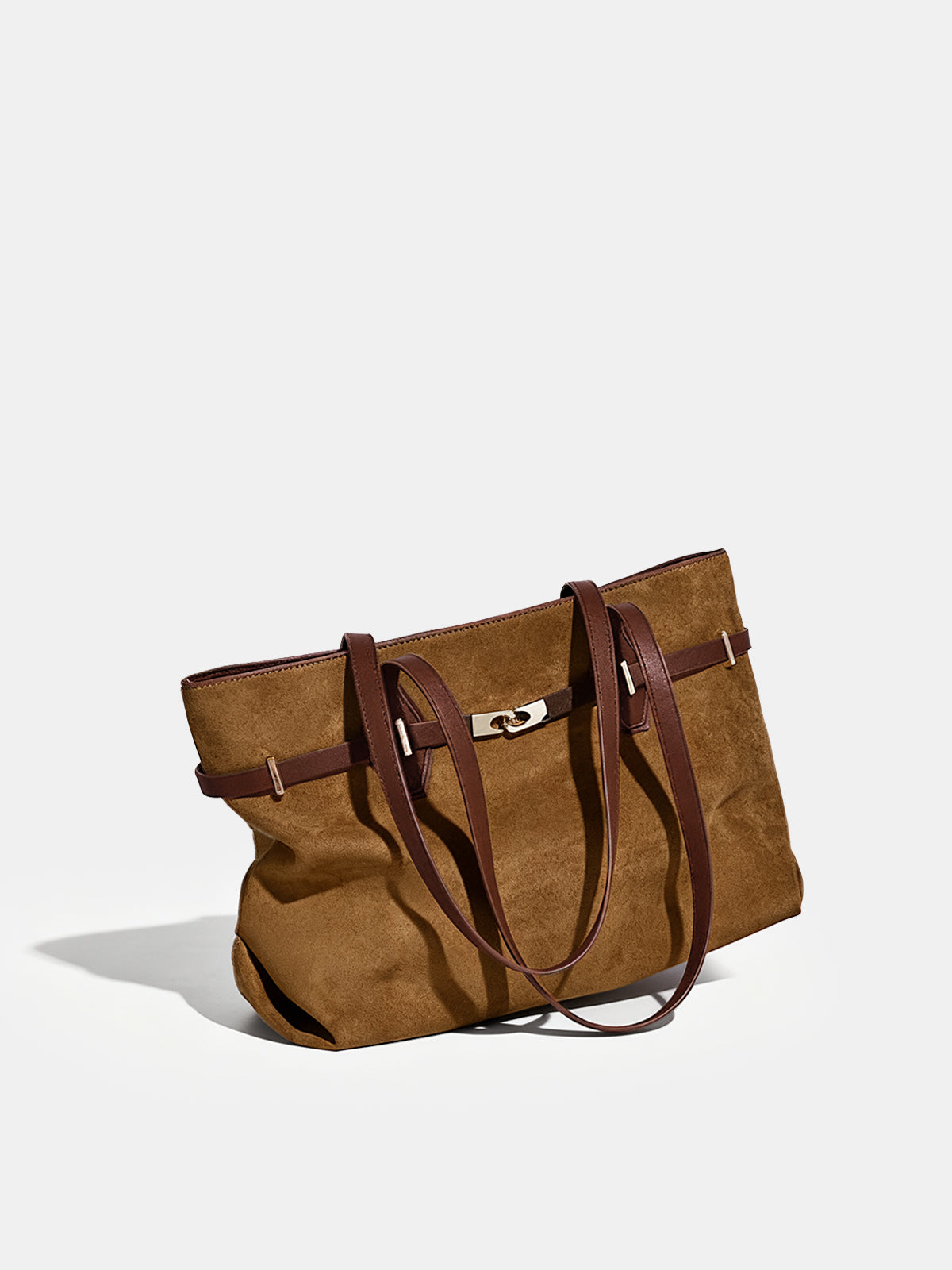 Sac fourre-tout effet daim à lanières contrastantes