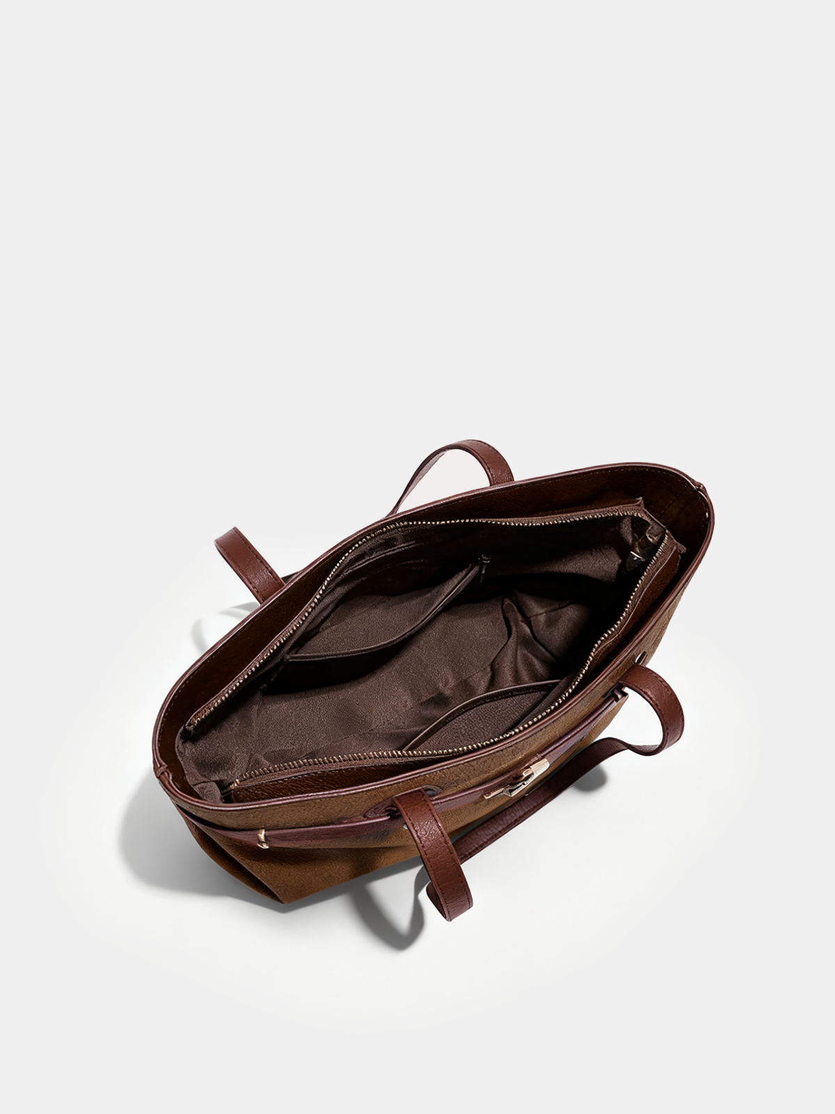 Contrast Strap Suede Effect Tote Bag