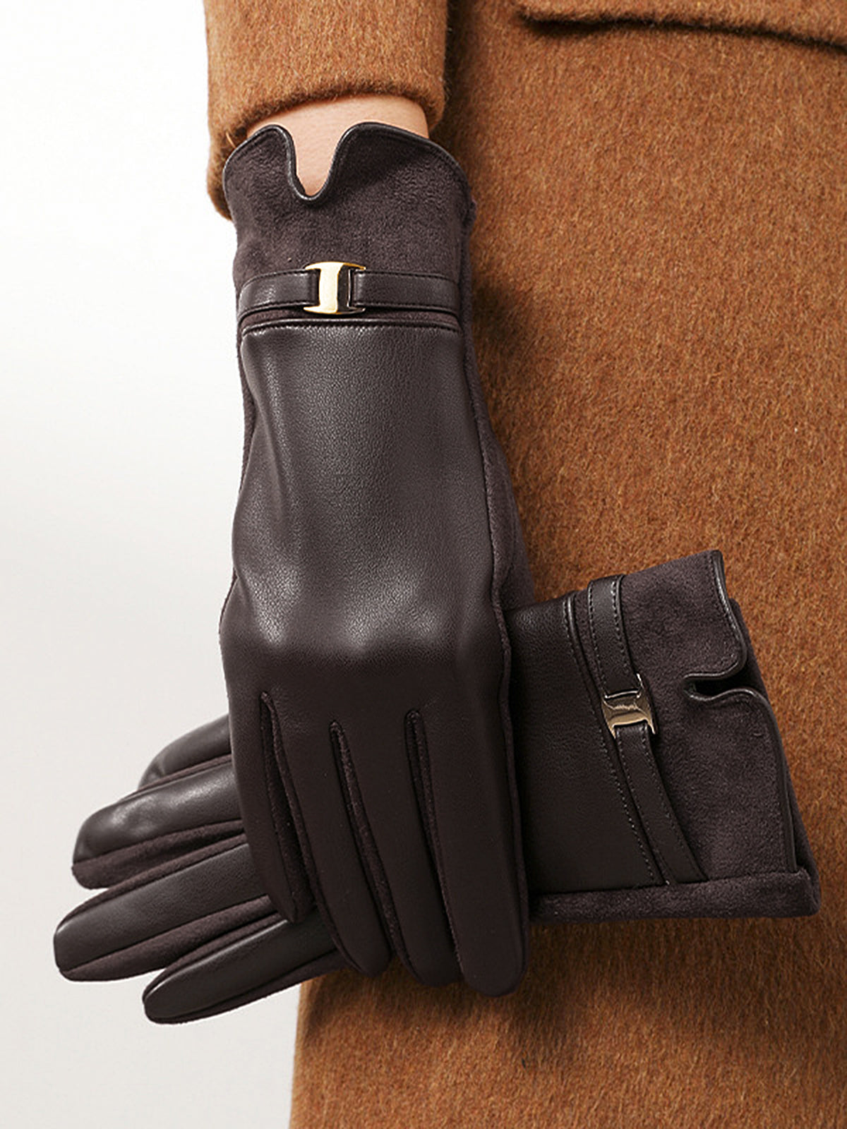 Gants chauds en cuir PU
