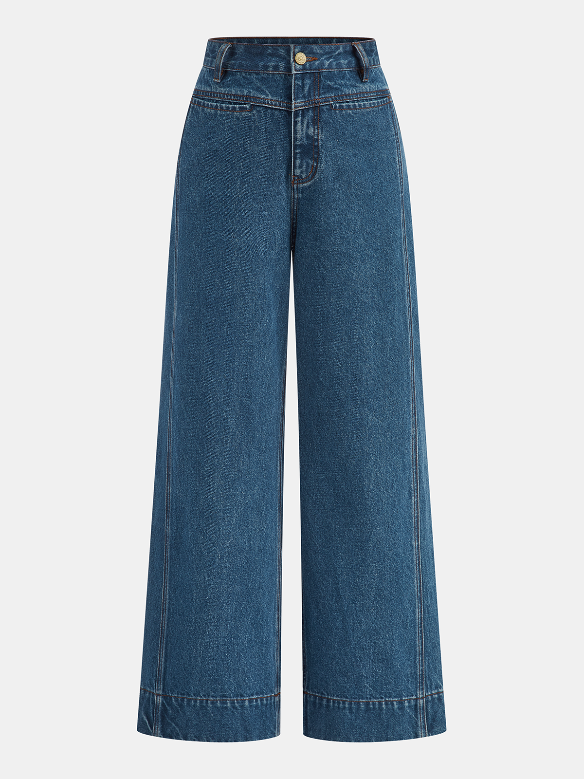 Jean en denim taille mi-haute jambe large
