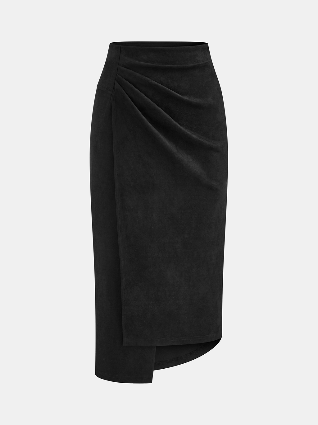 Asymmetrischer Midirock mit Raffungen
