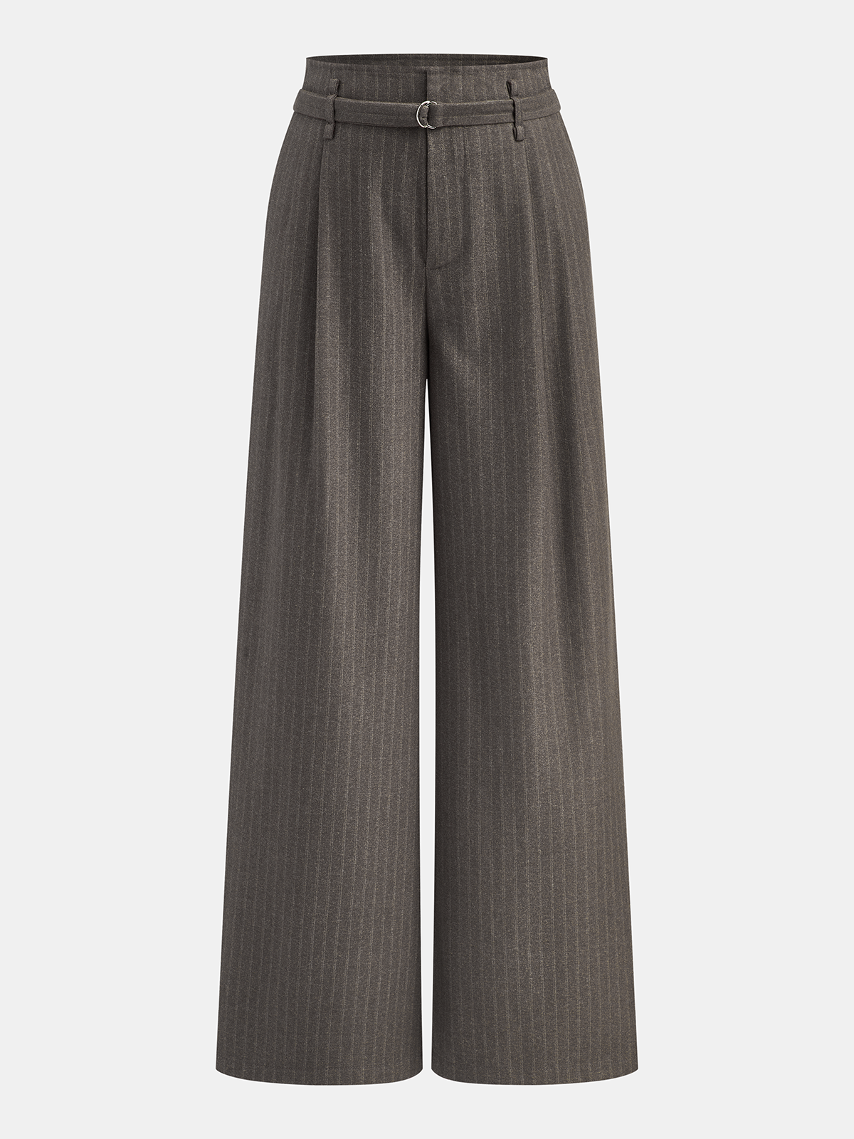 Pantalon large rayé ceinturé