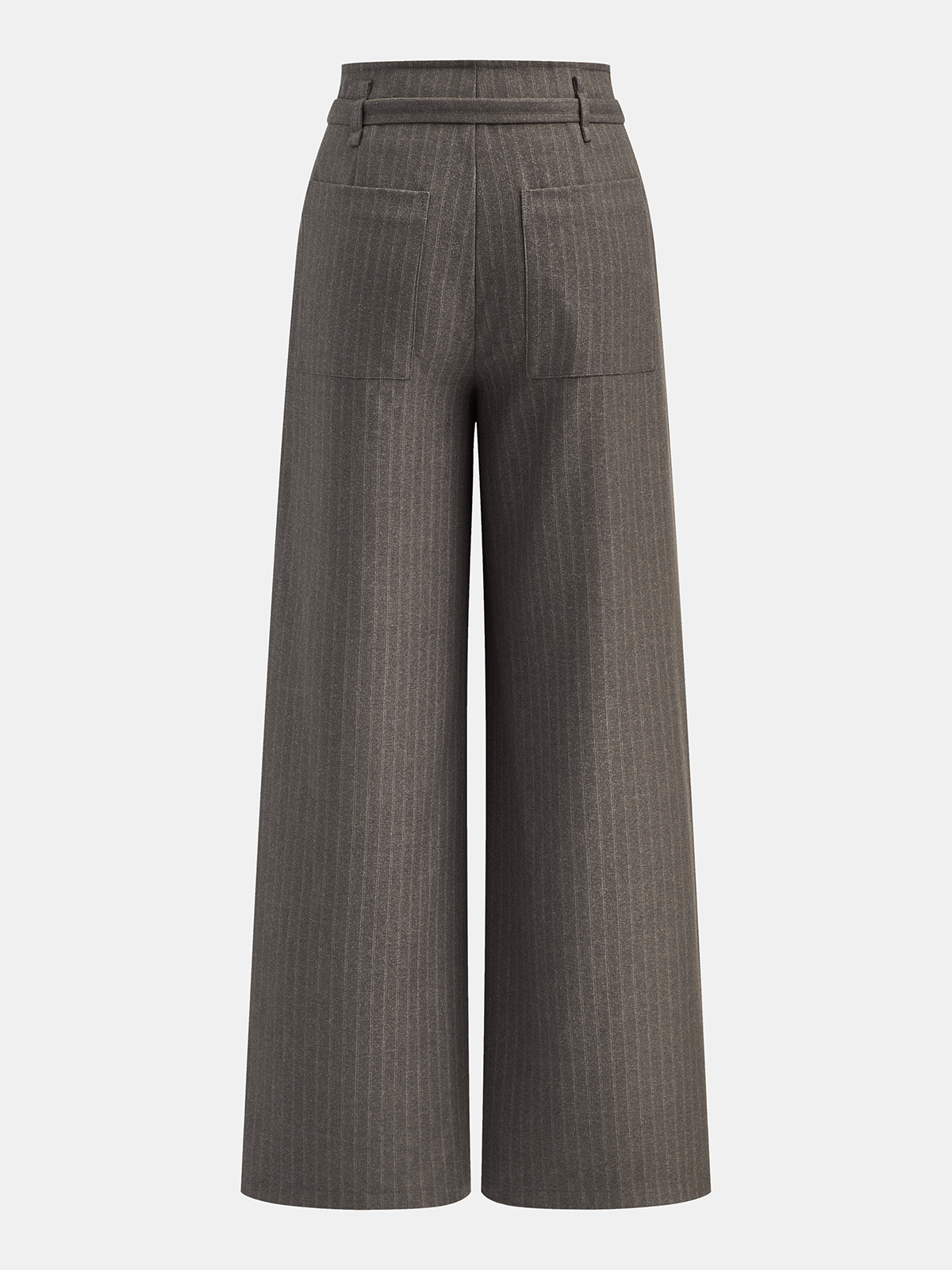 Pantalon large rayé ceinturé