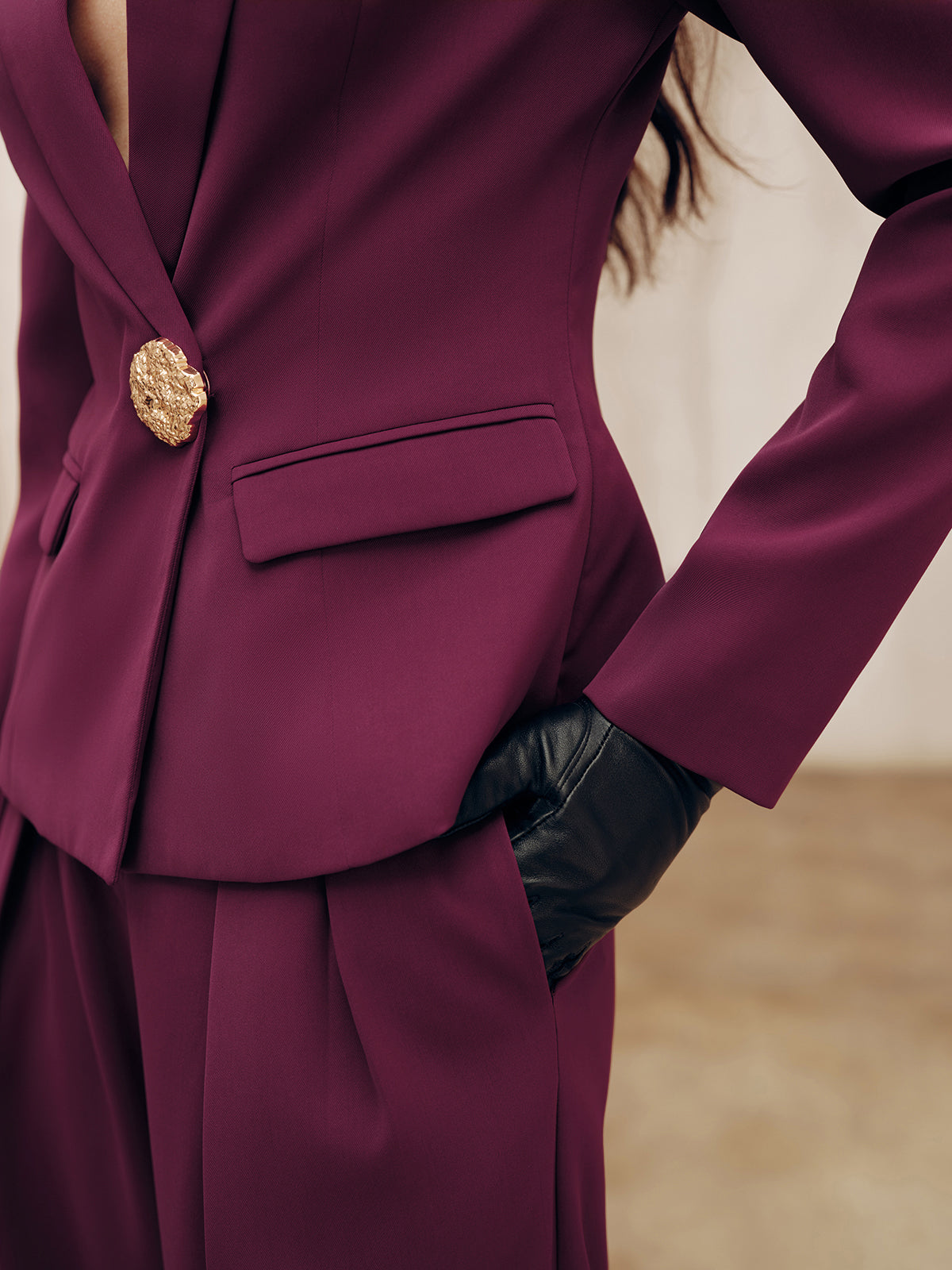 Blazer ajusté à détails métalliques