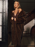 Lapel Faux Fur Longline Coat without Belt