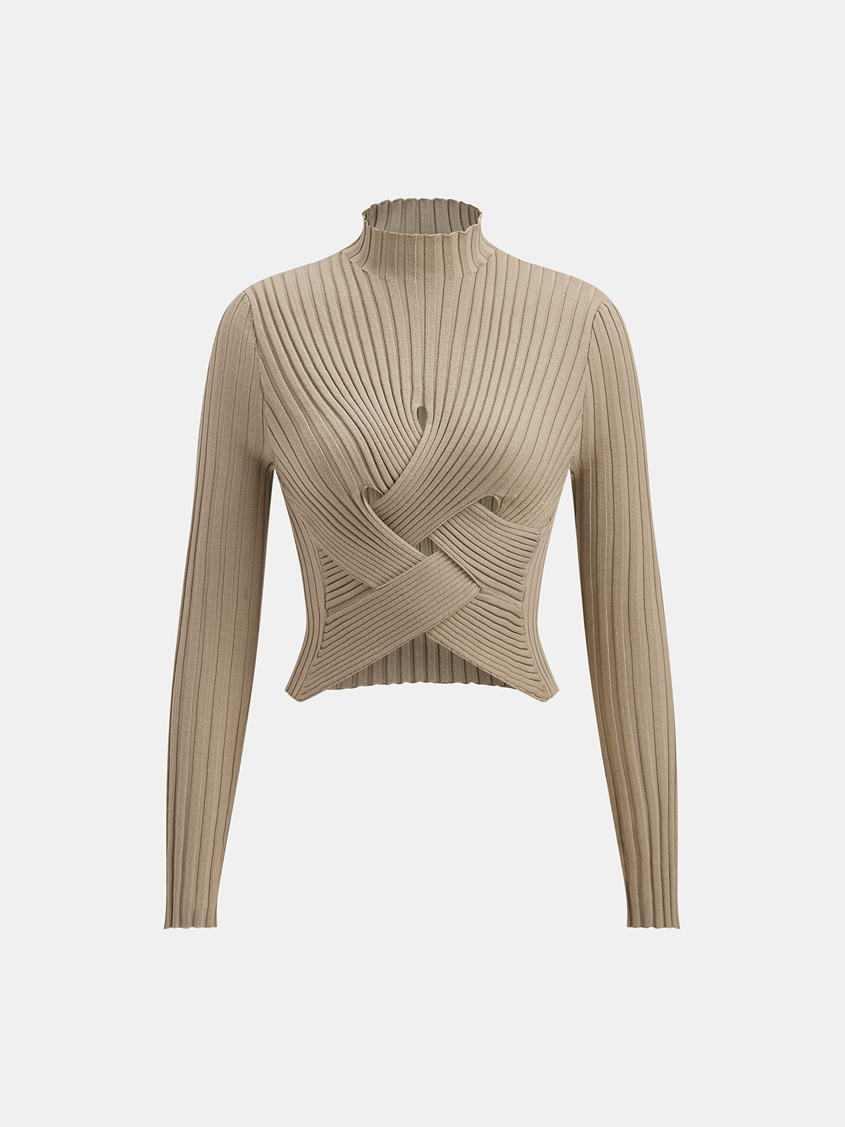 Mock Neck Cross-Over Crop Top and Midi Skirt Set