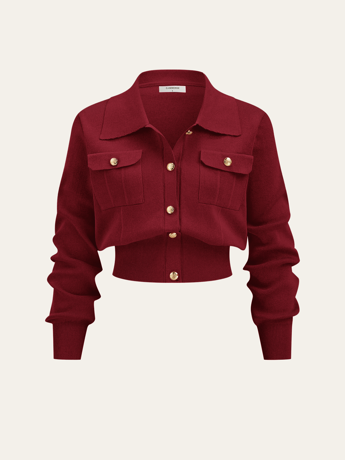 Metal Button Collared Cardigan and Midi Skirt Set