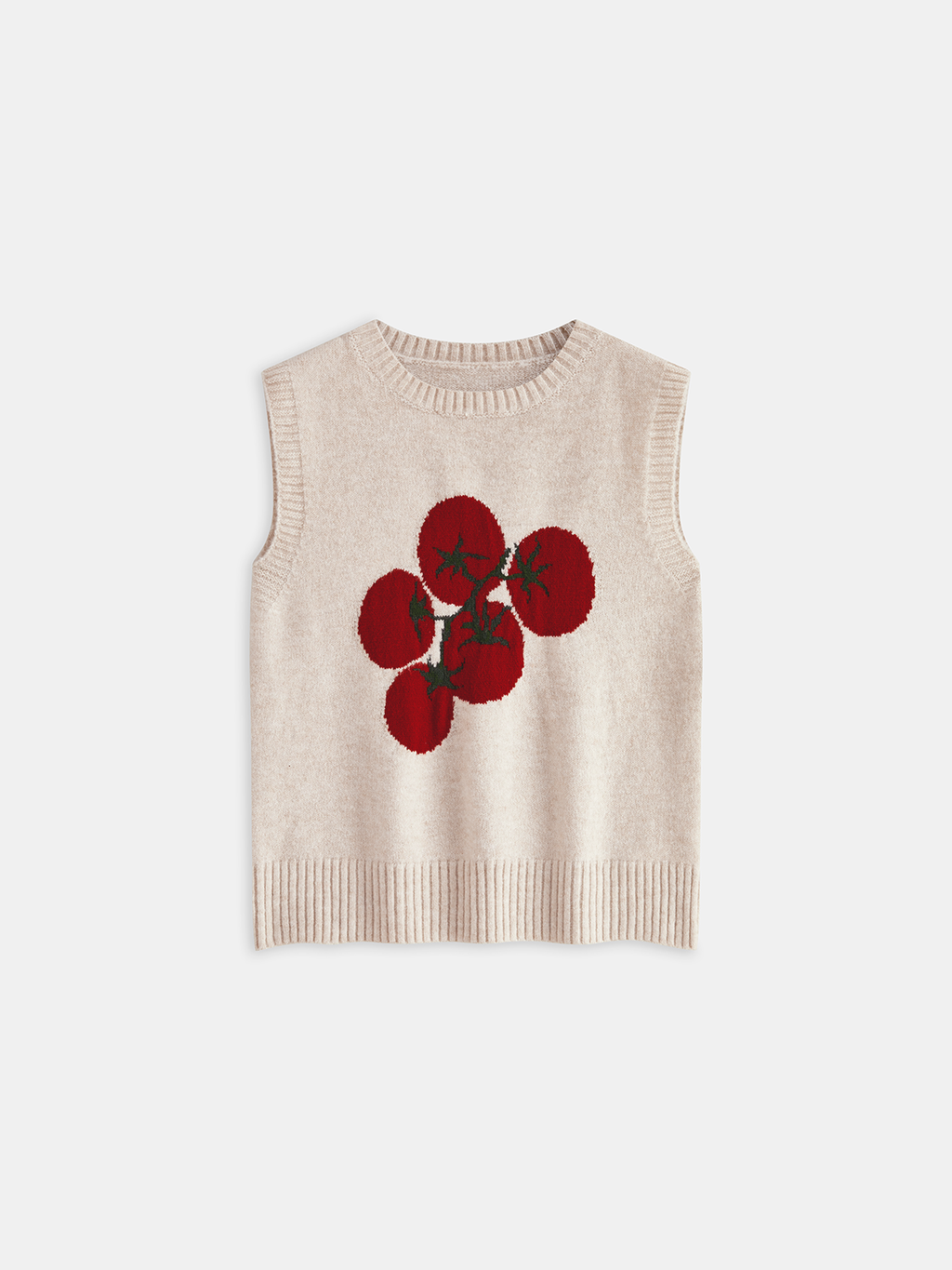 Strickweste aus Wolle-Mix mit Tomatenmuster