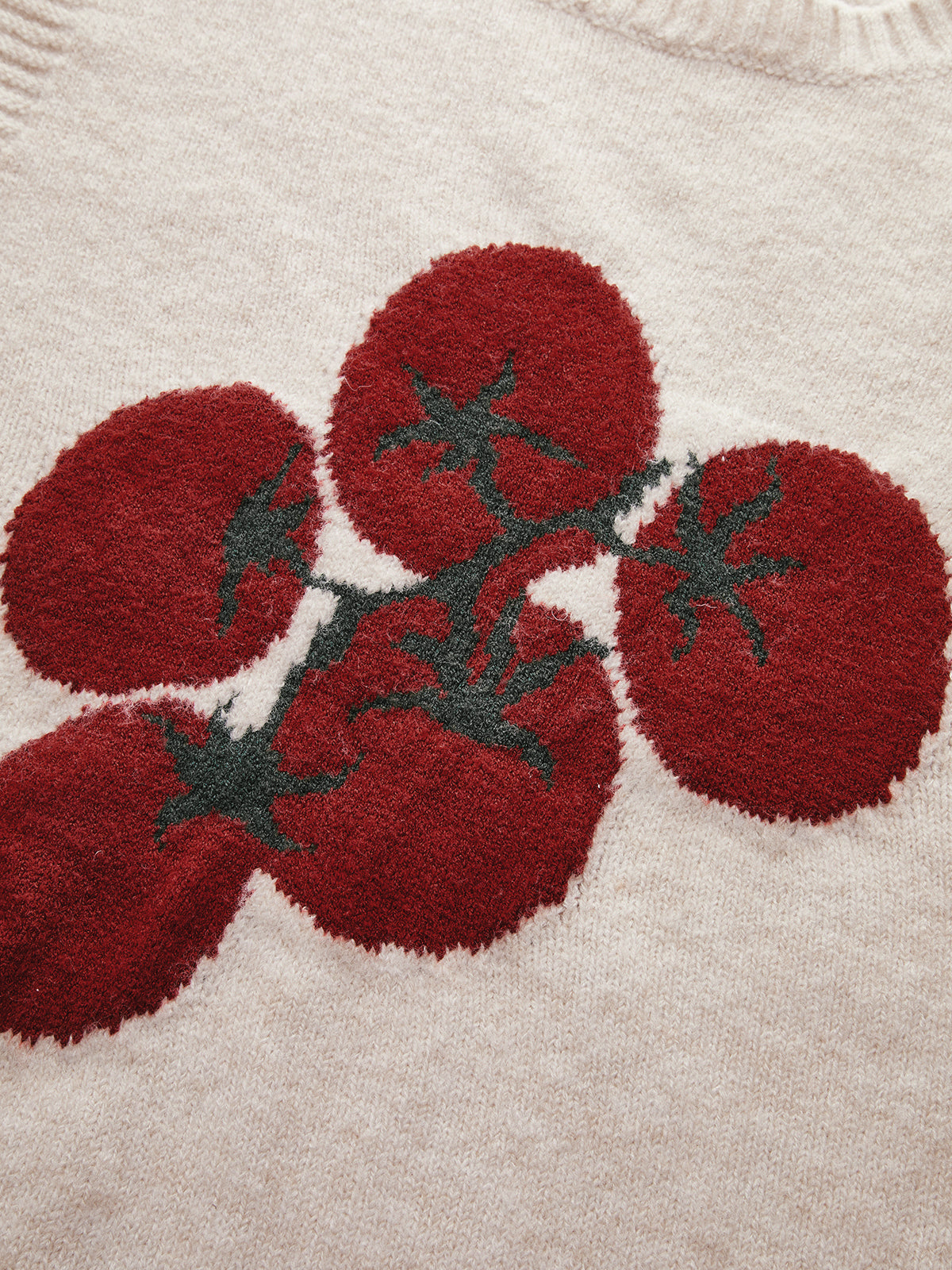 Tomato Patterned Wool Blend Knit Vest