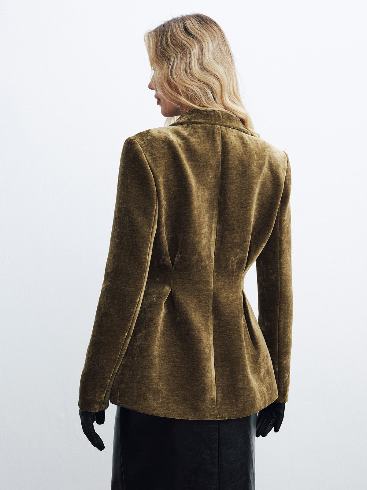 Blazer en velours à un bouton