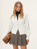 Cardigan mit Muschelrand und Metallknöpfen