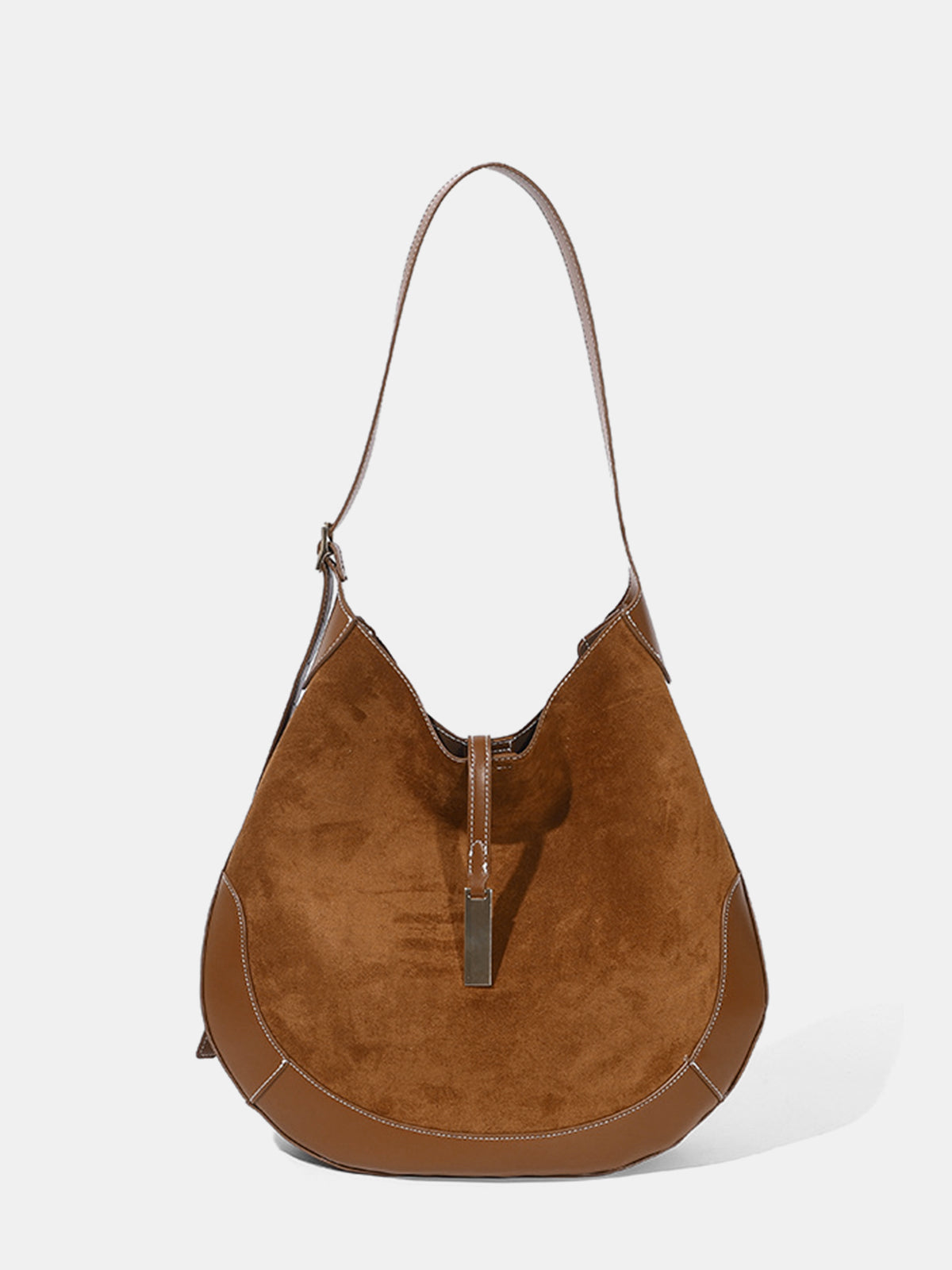 Sac hobo en suédine à garniture similicuir