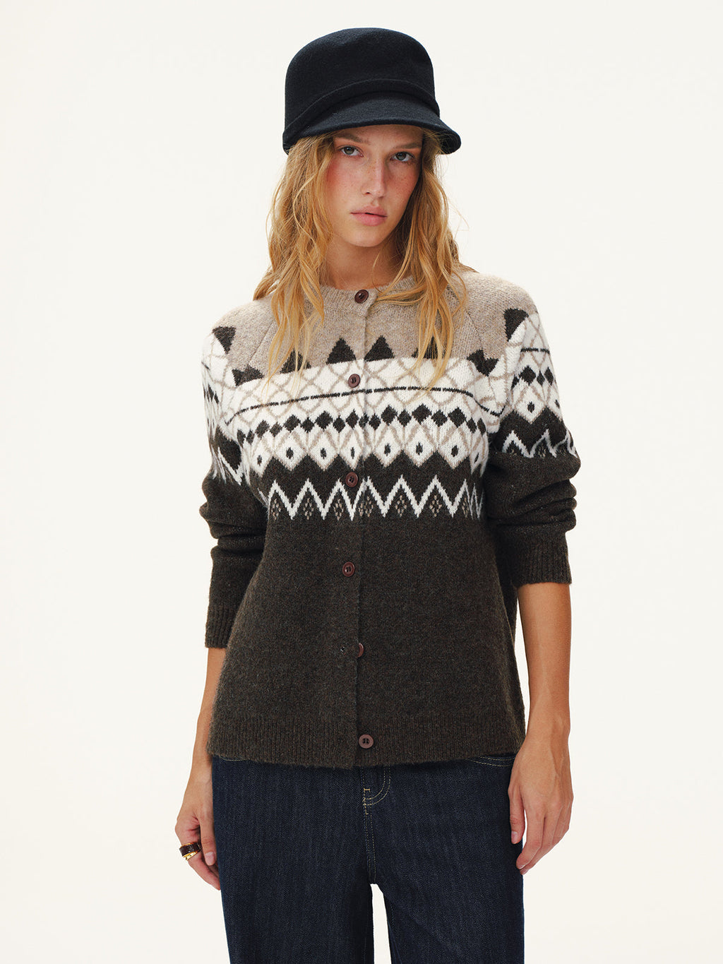 Cardigan Fair Isle en Laine Mélangée