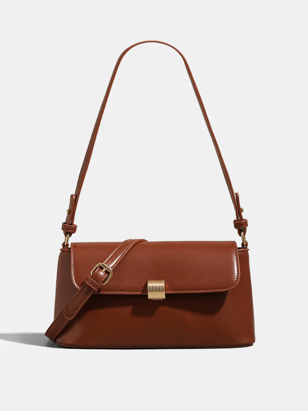 Sac à bandoulière en cuir synthétique avec fermoir doré texturé