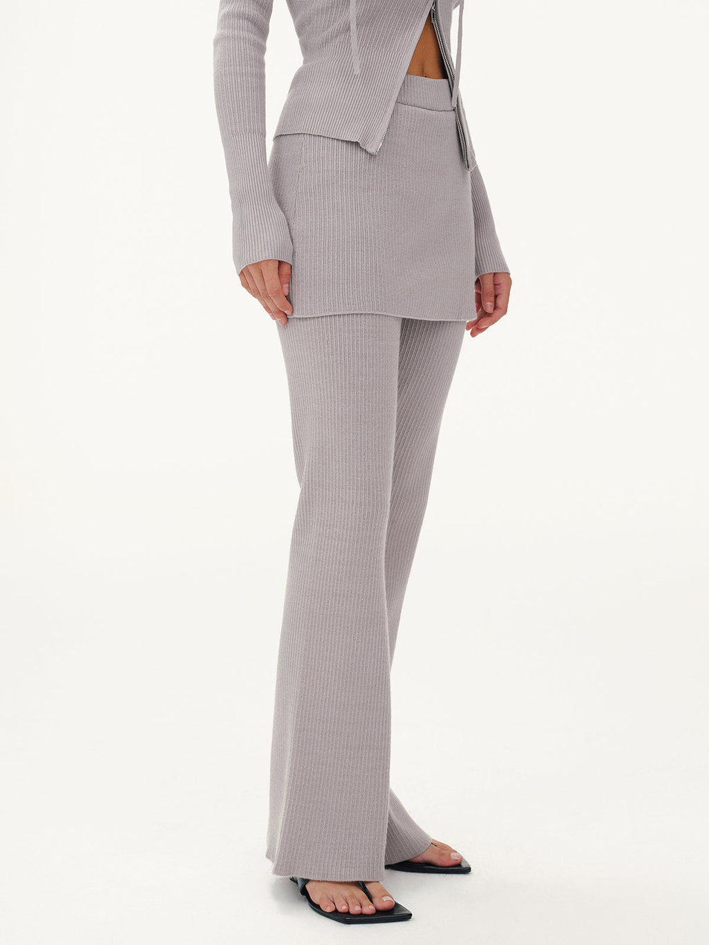 2-in-1 Gerippte Layered Schlaghose