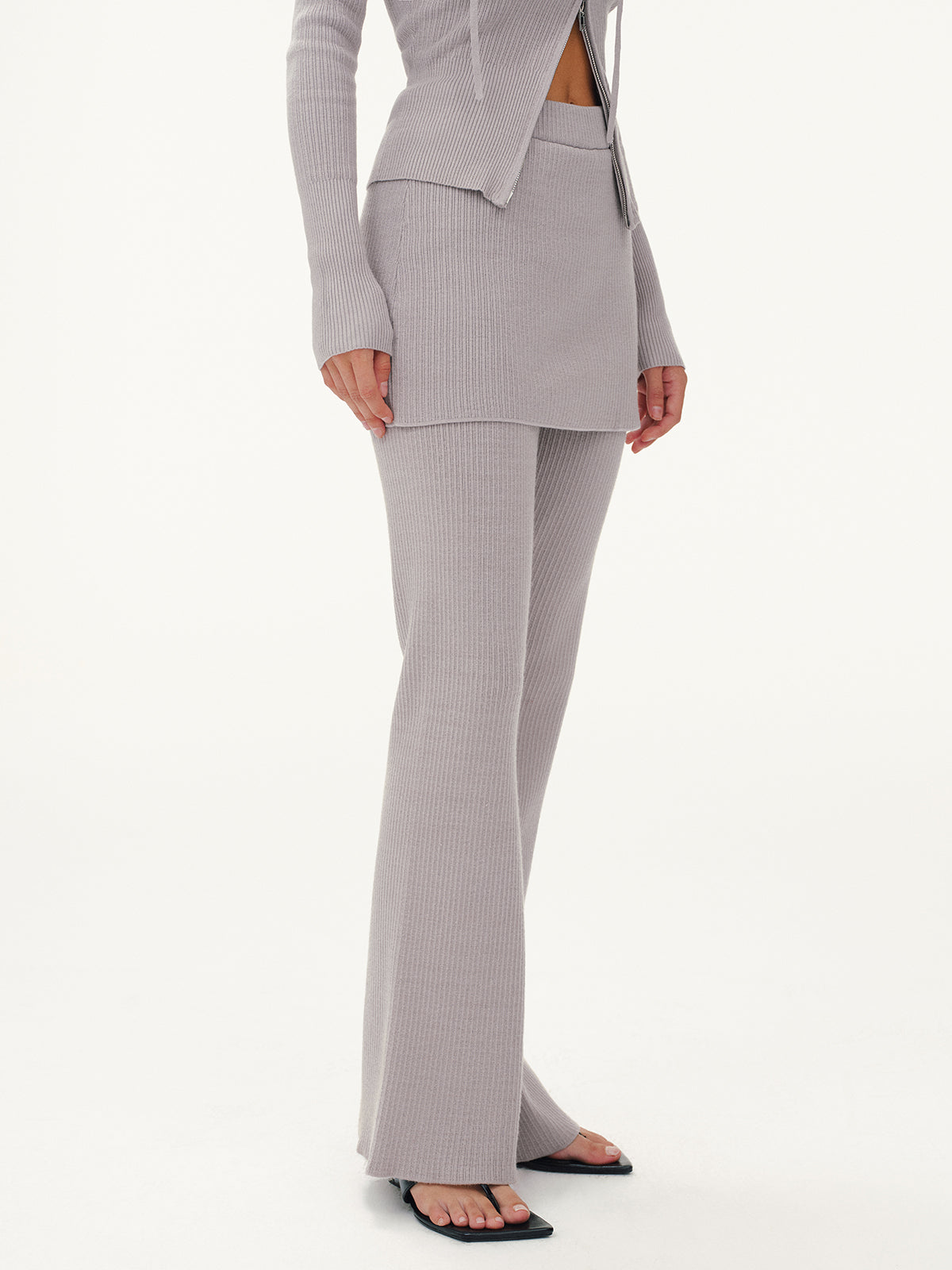 2-in-1 Gerippte Layered Schlaghose