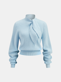 Kurzer Pullover mit Bindekragen