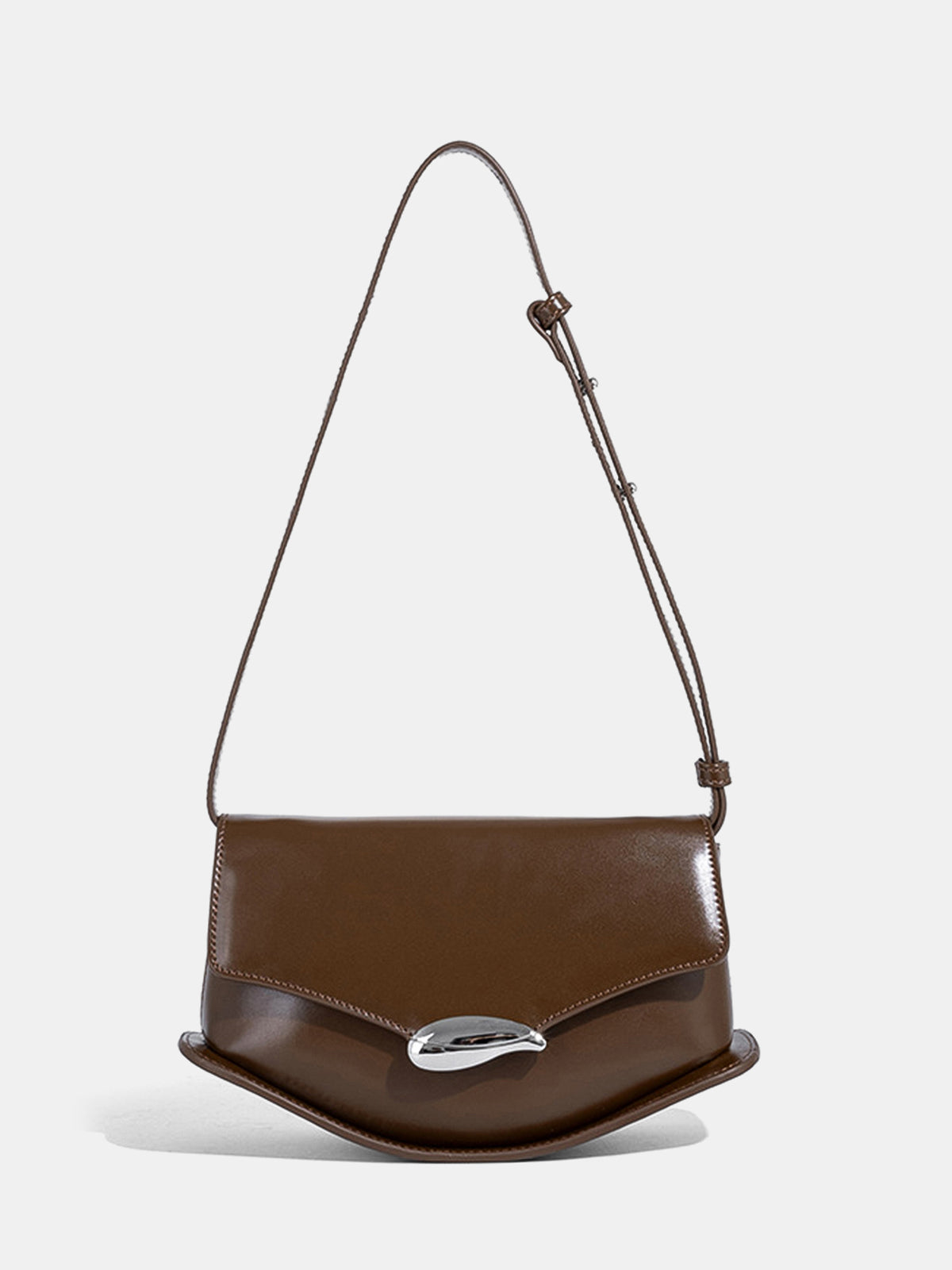 Schultertasche aus PU-Leder mit geschwungener Form