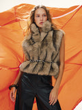 Gilet sans manches en fausse fourrure sans ceinture