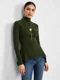 Turtleneck Asymmetric Peplum Sweater