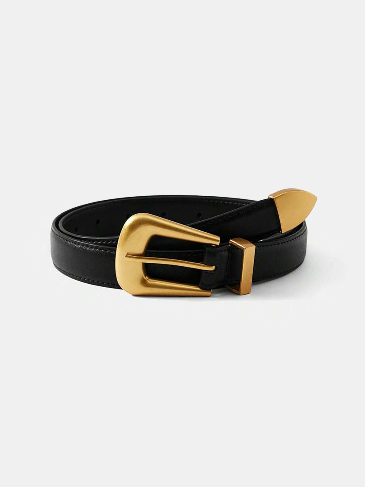 Ceinture en cuir à boucle dorée