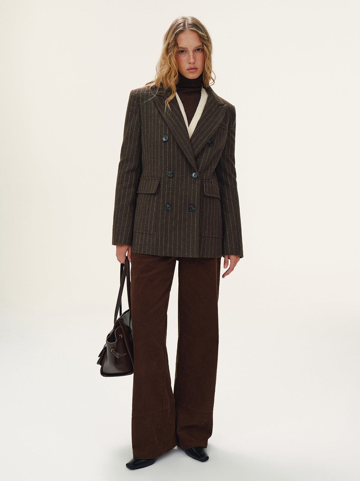 Wool-Blend Double-Breasted Striped Blazer