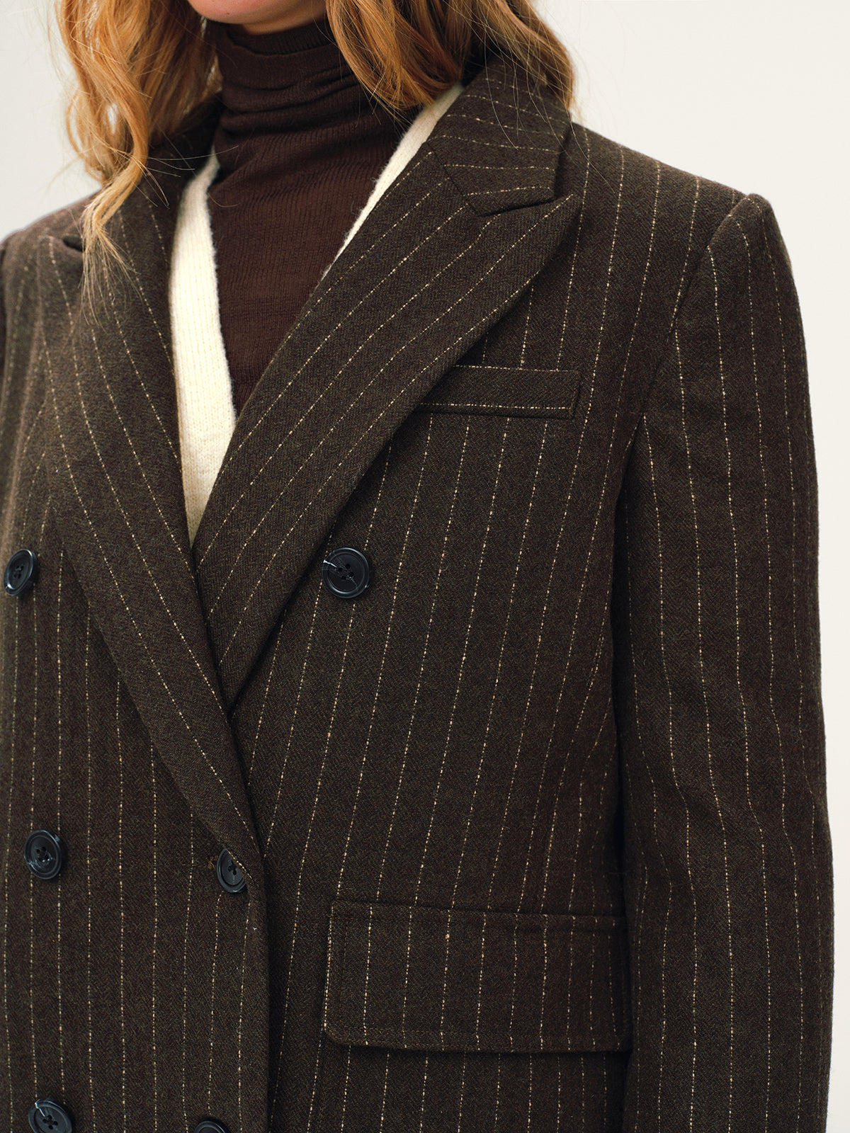 Wool-Blend Double-Breasted Striped Blazer
