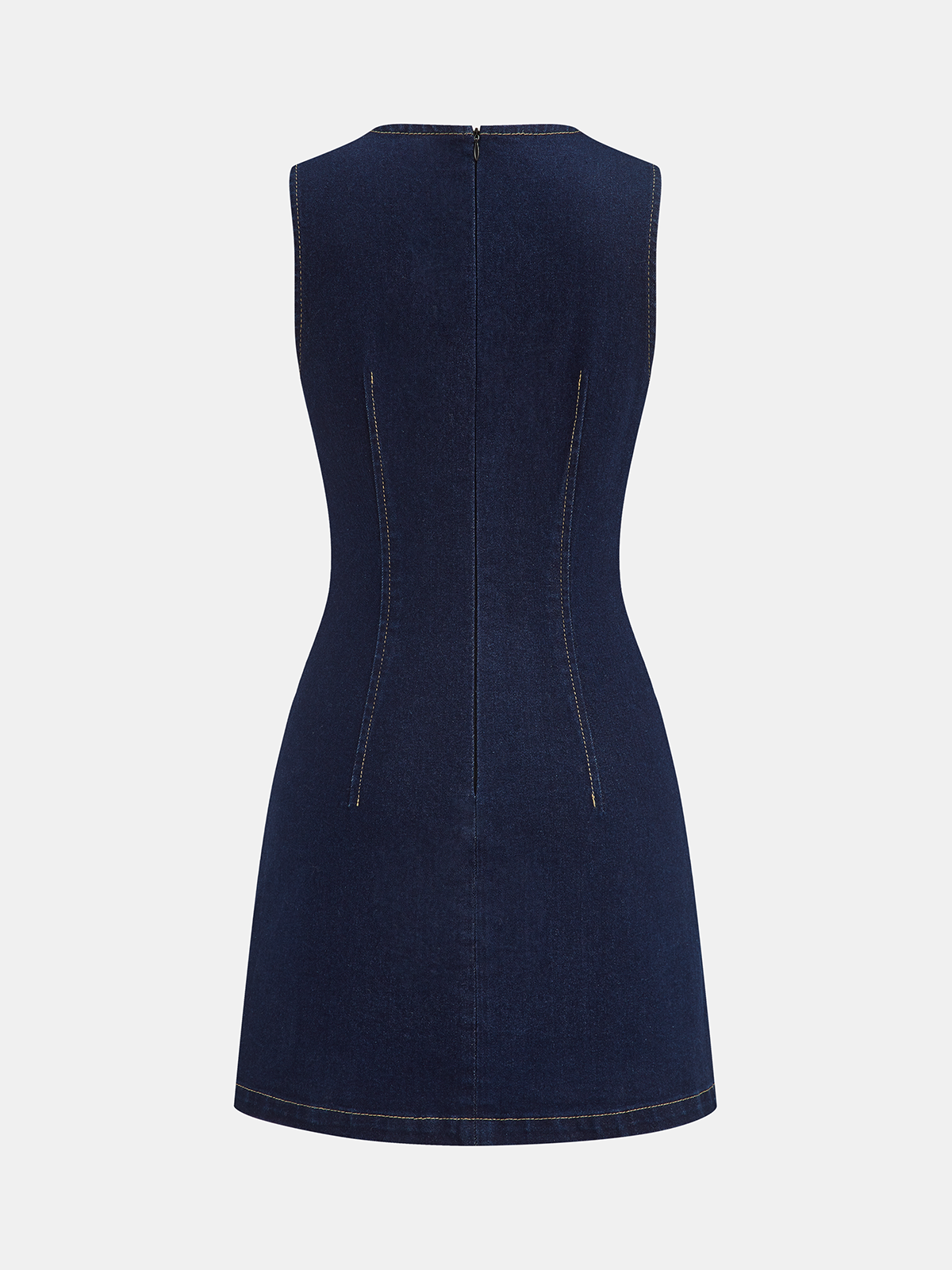 Doppelreihiges ärmelloses Mini-Jeanskleid