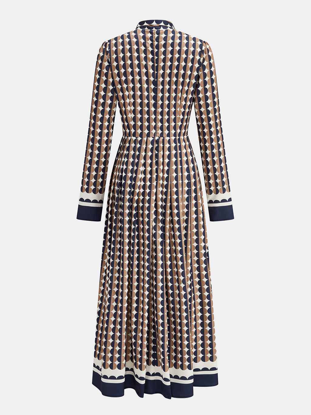 Gepunktetes Maxikleid mit Bindekragen