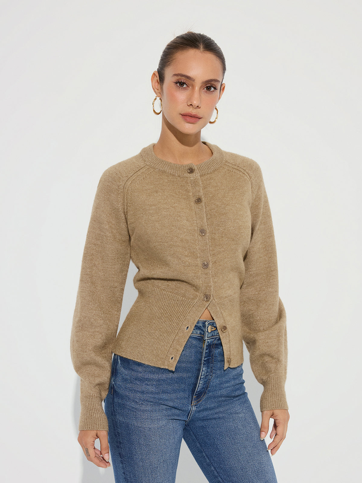 Cardigan en maille à taille cintrée