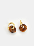 Boucles d'oreilles pendantes rondes effet écaille de tortue