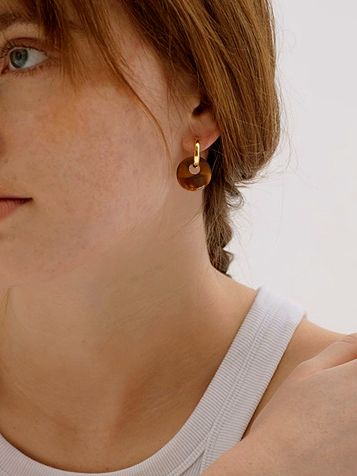 Boucles d'oreilles pendantes rondes effet écaille de tortue