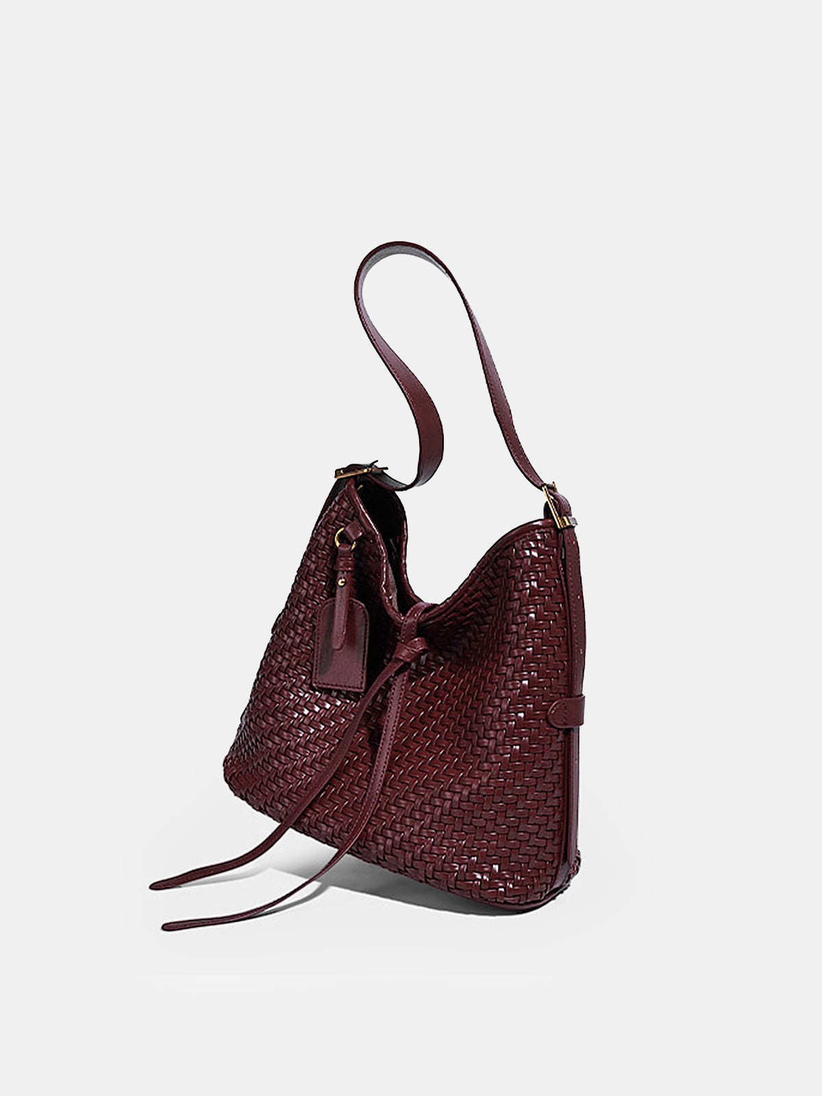 Sac seau en similicuir tressé