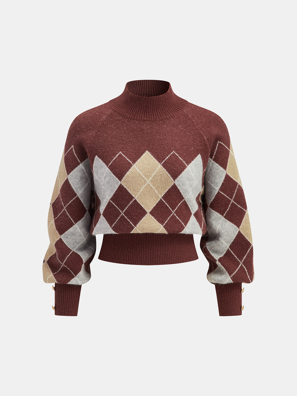 Pull argyle à col montant