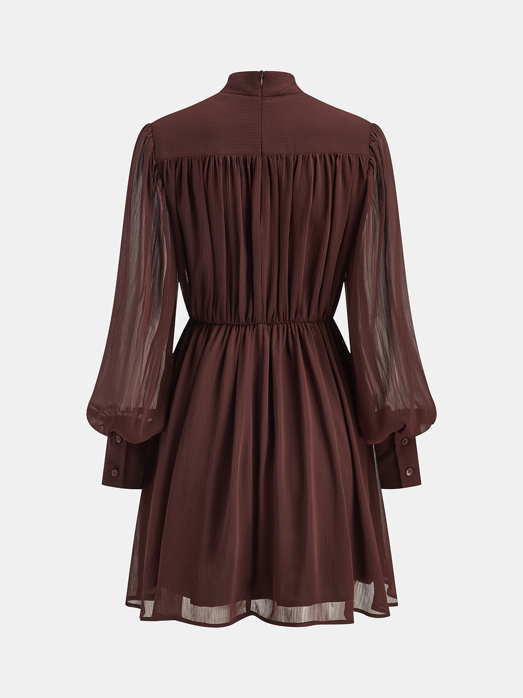 Puff Sleeve Chiffon Ruched Mini Dress