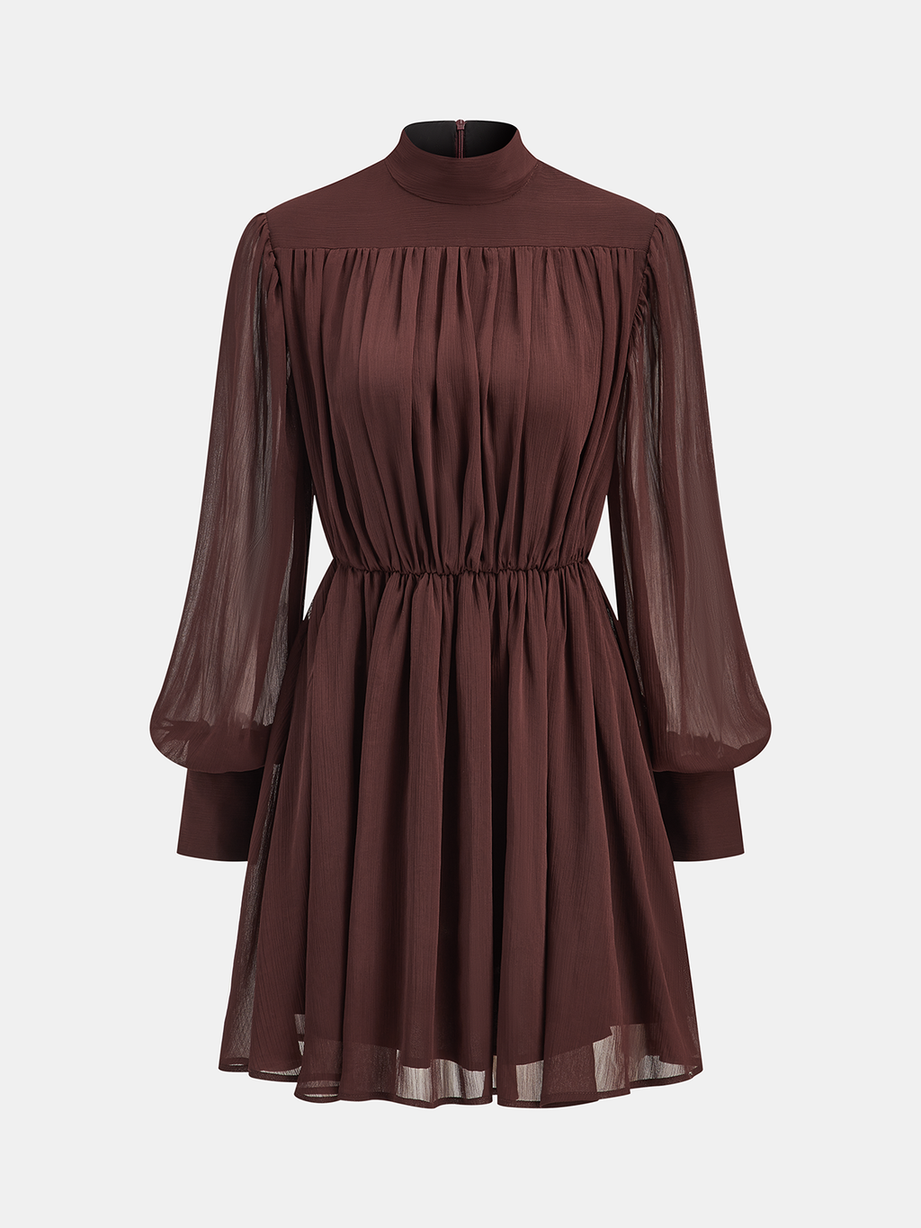 Puff Sleeve Chiffon Ruched Mini Dress