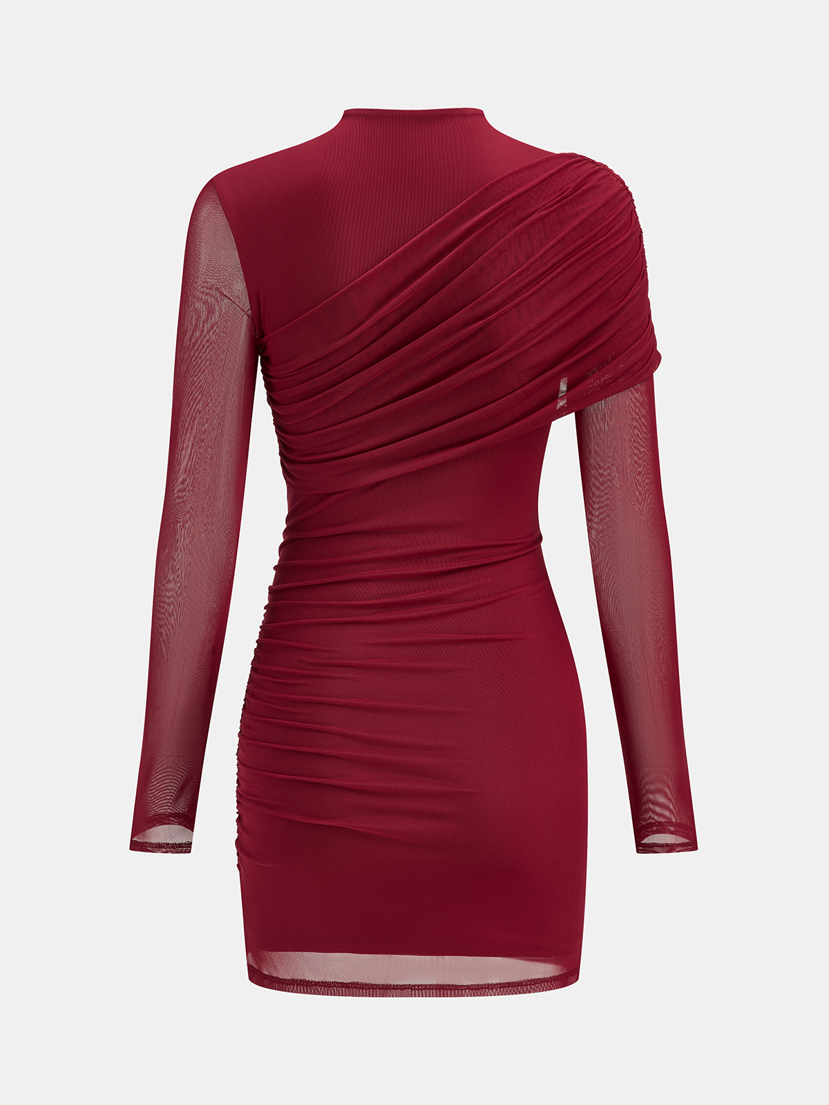 Mini-robe ruchée en maille semi-transparente