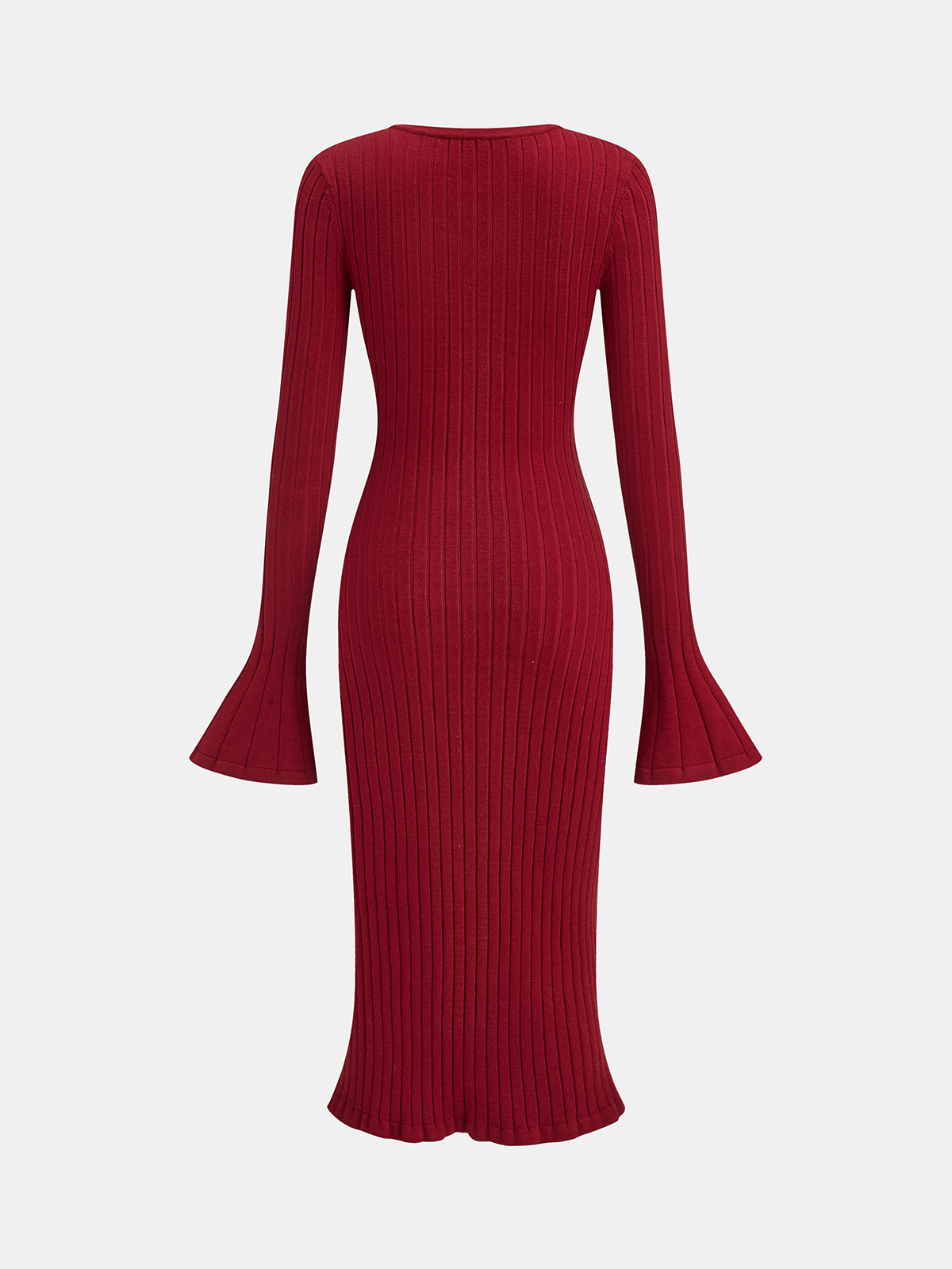 Robe midi en maille à manches cloche, ourlet sirène et mors de cheval