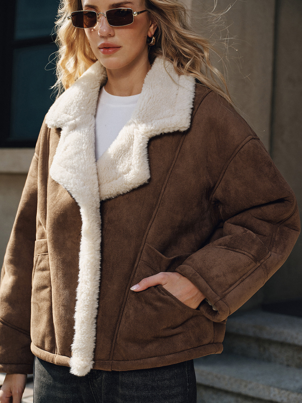 Manteau à revers doublé polaire