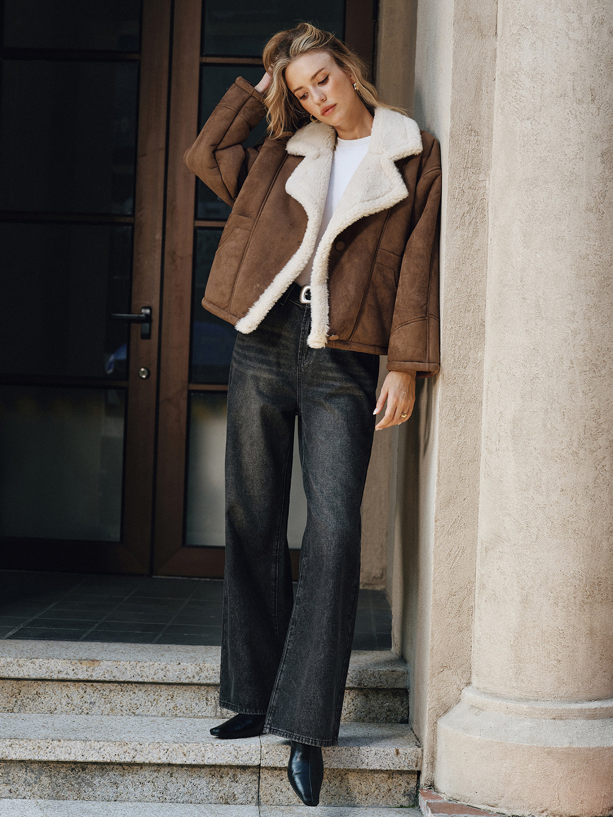 Manteau à revers doublé polaire