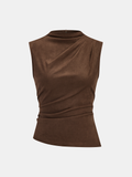 Gilet sans manches froncé effet daim