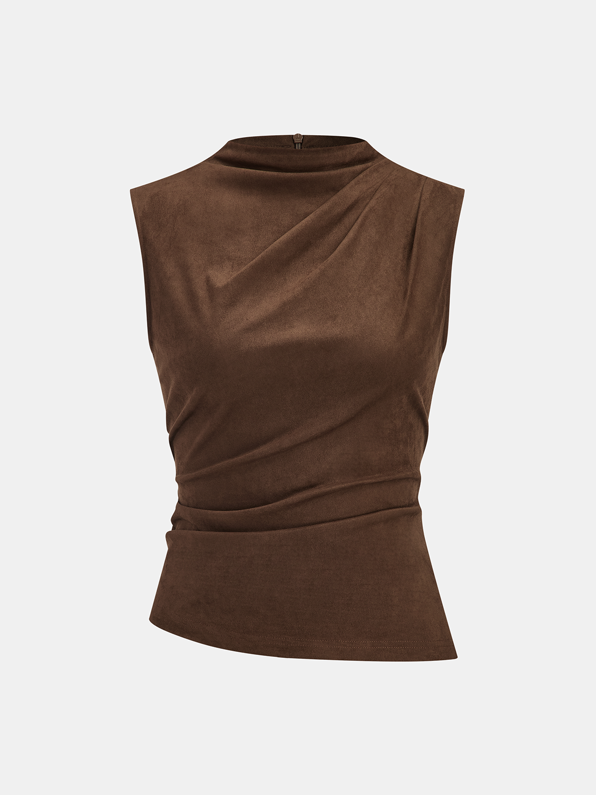 Gilet sans manches froncé effet daim