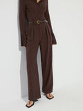 Pantalon plissé rayé à jambe large sans ceinture