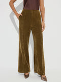 Hose aus Samt mit weitem Bein und mittelhohem Bund