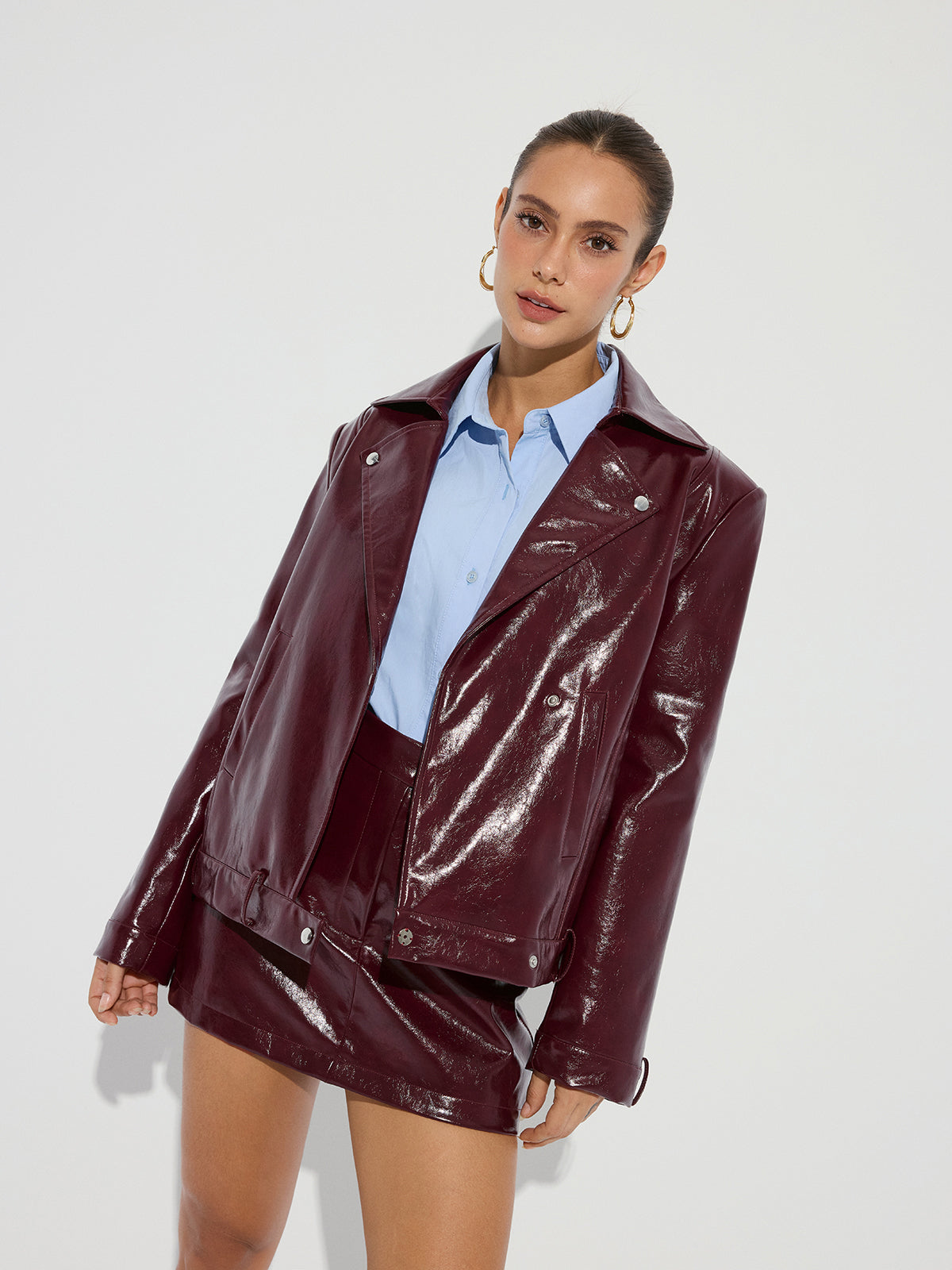 Blouson similicuir à revers