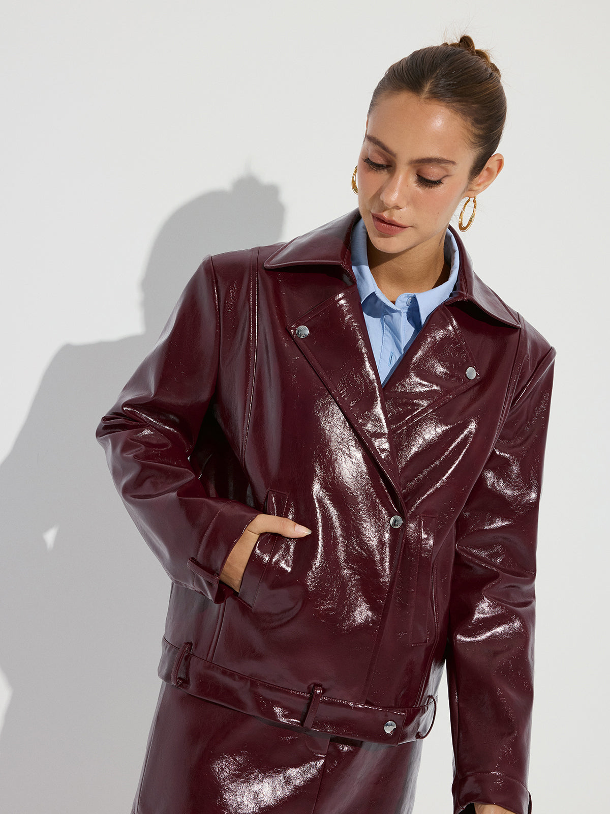 Blouson similicuir à revers