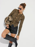 Leopard Print Long Sleeve Knit Cardigan